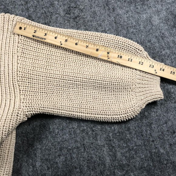 Future Collective Sweater Womens Small Beige Mock Neck Balloon Sleeve Pullover - Picture 6 of 7
